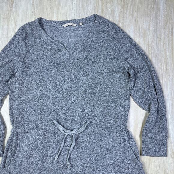 Soft Surrounding Gray Lazy Day Lounger Kangaroo Pocket V-Neck Sweater Dress M - Picture 2 of 16
